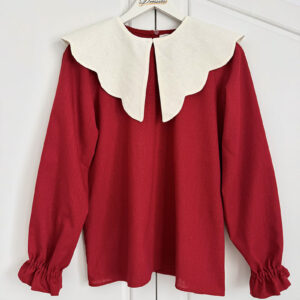 Bluza cu guler detasabil rosu