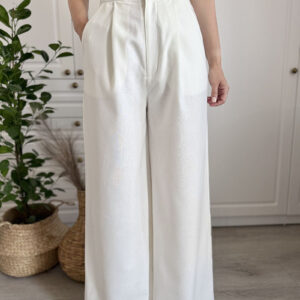 Pantaloni wide leg cu pliuri in