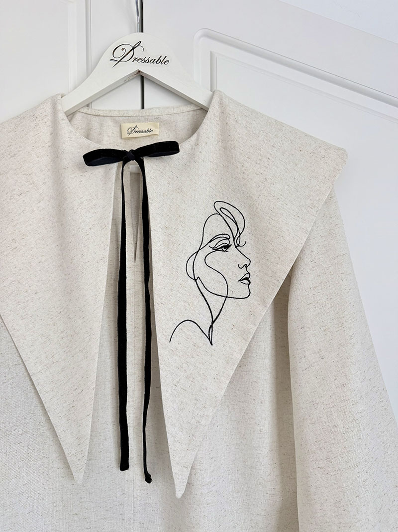 Bluza cu guler supradimensionat broderie - imagine 2