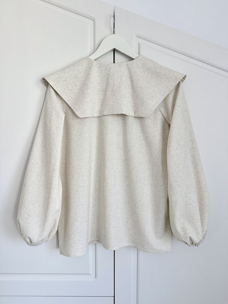 Bluza cu guler supradimensionat broderie - imagine 4