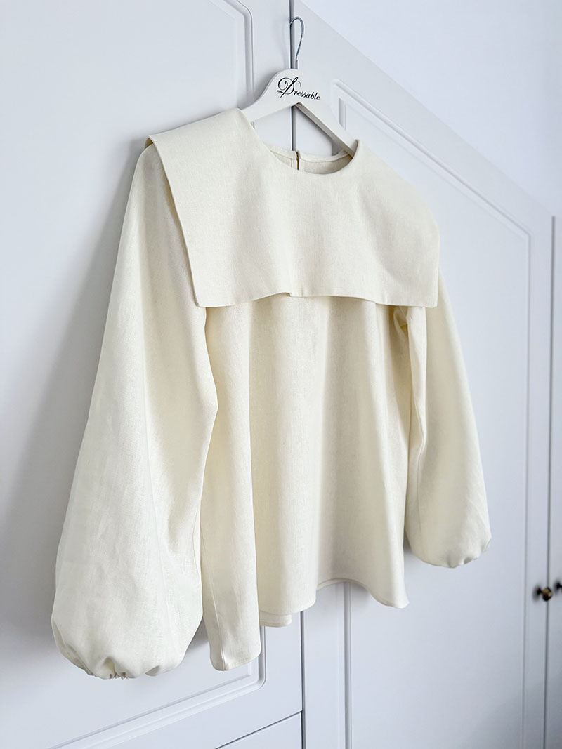 Bluza cu guler patrat alb - imagine 2
